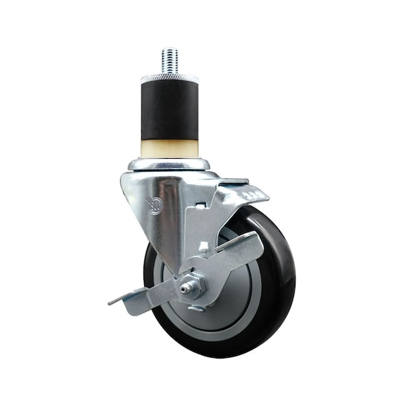 4'' Black Poly Swivel 1-7/8'' Expanding Stem Caster with Brake